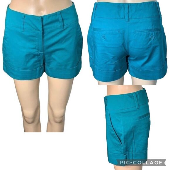 New York & Company Pants - New York and Co 7th Avenue Womens Dress Shorts Cuffed Stretch Teal Blue Size 0